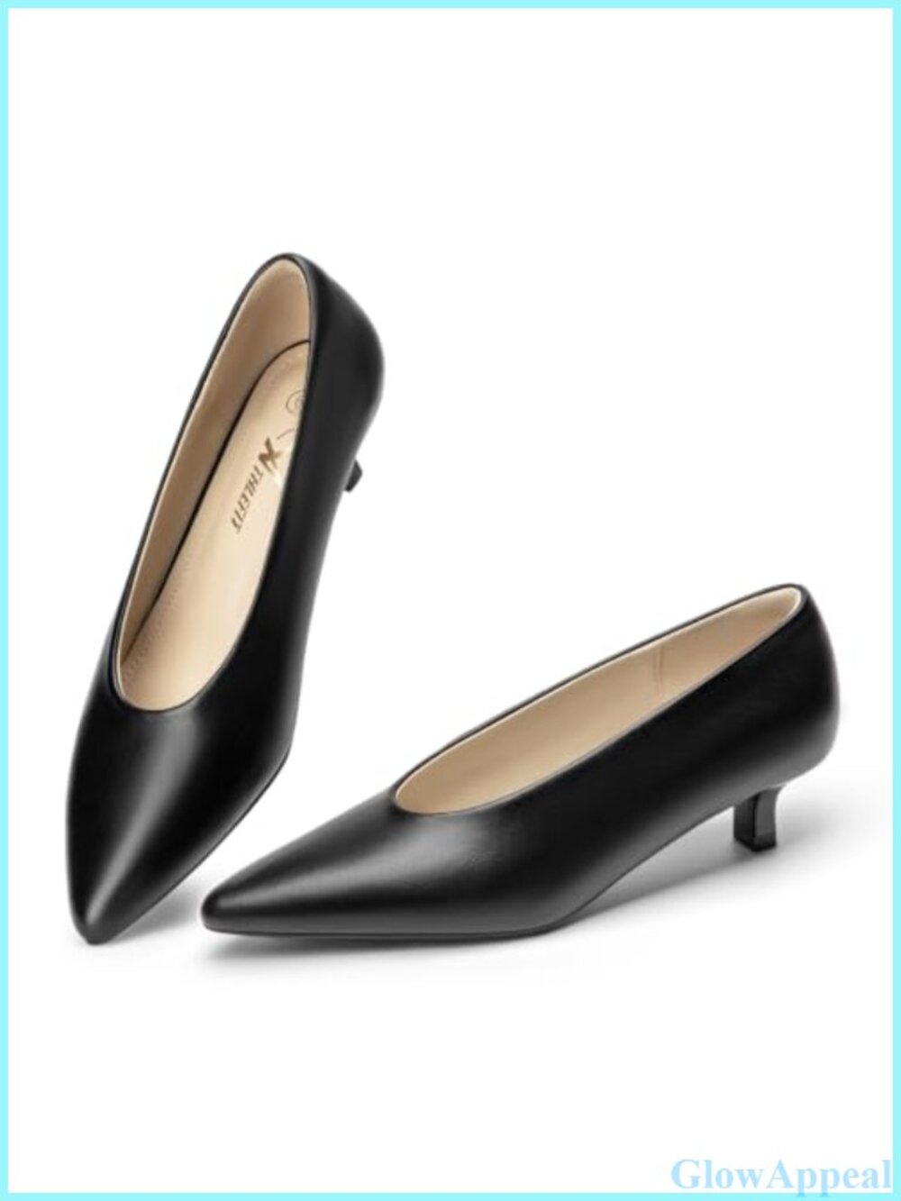 Faux Leather Kitten Heel Pointed Toe Dress Pumps Closed Toe Comfort Work